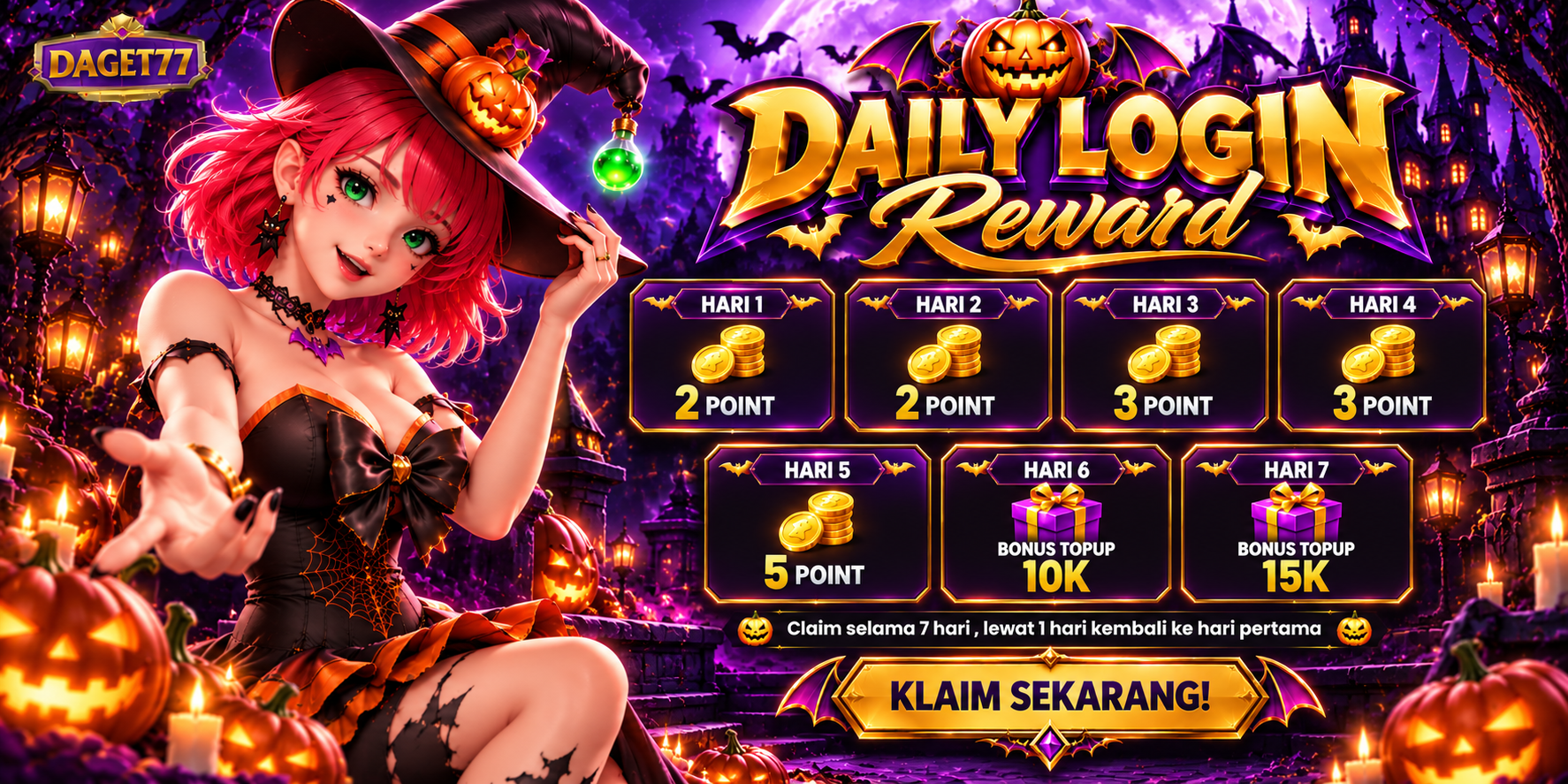 DAILY LOGIN REWARD KHUSUS MEMBER VIP